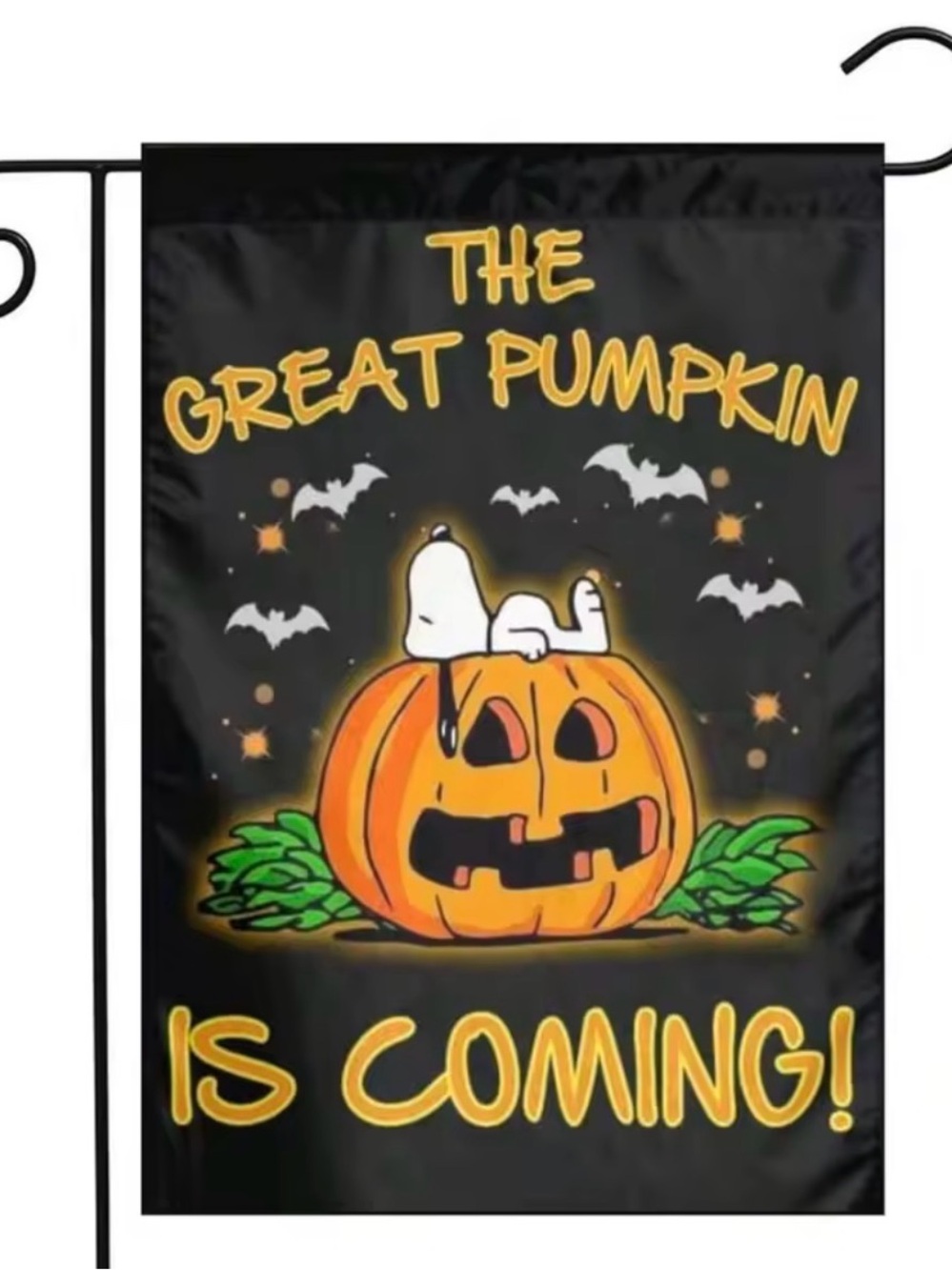 NWT Peanuts Snoopy "The Great Pumpkin" Halloween Garden Flag 12x18 Double Side
